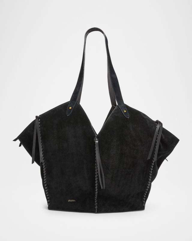 Tampa Braided Leather-Trim Suede Tote Bag